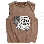 Unisex Pride Queer Is Cute Printed Washed Tank Top