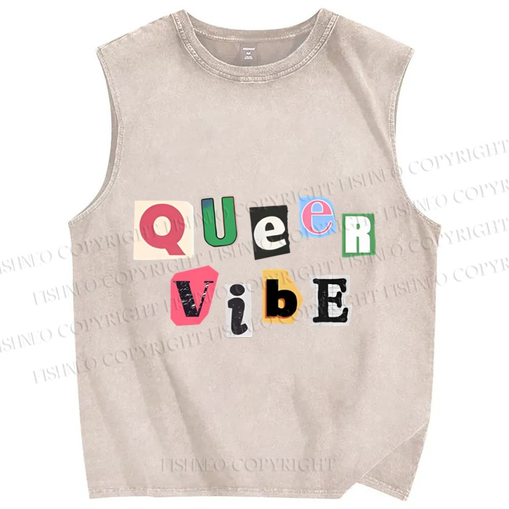 Unisex Pride Queer Vibe Printed Washed Tank Top