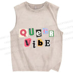 Unisex Pride Queer Vibe Printed Washed Tank Top