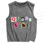 Unisex Pride Queer Vibe Printed Washed Tank Top