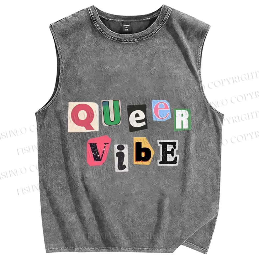 Unisex Pride Queer Vibe Printed Washed Tank Top