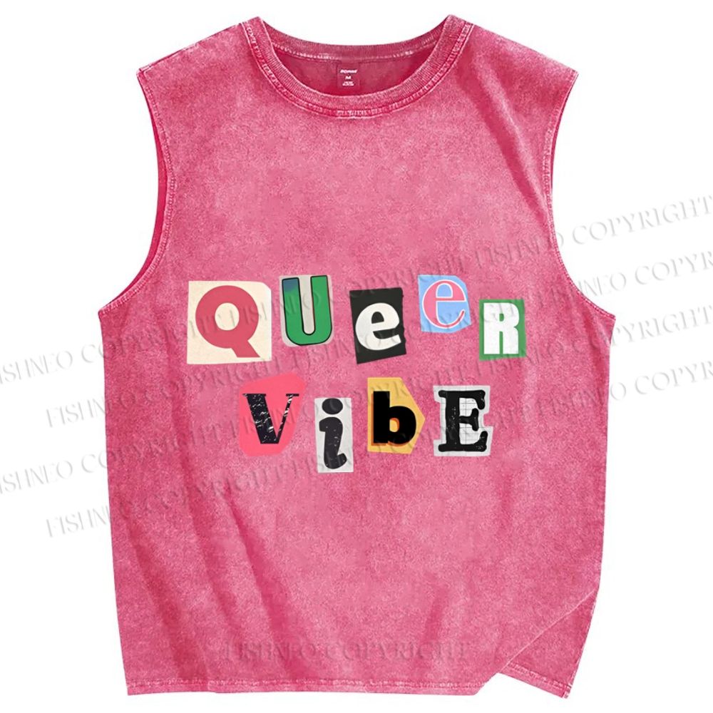 Unisex Pride Queer Vibe Printed Washed Tank Top