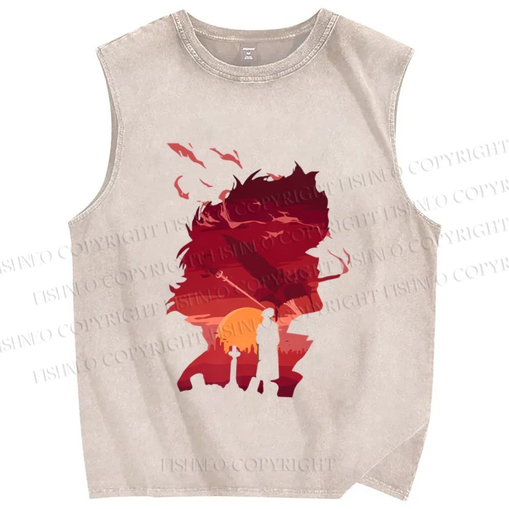 Unisex Japanese Cowboy Bebop Printed Washed Tank Top