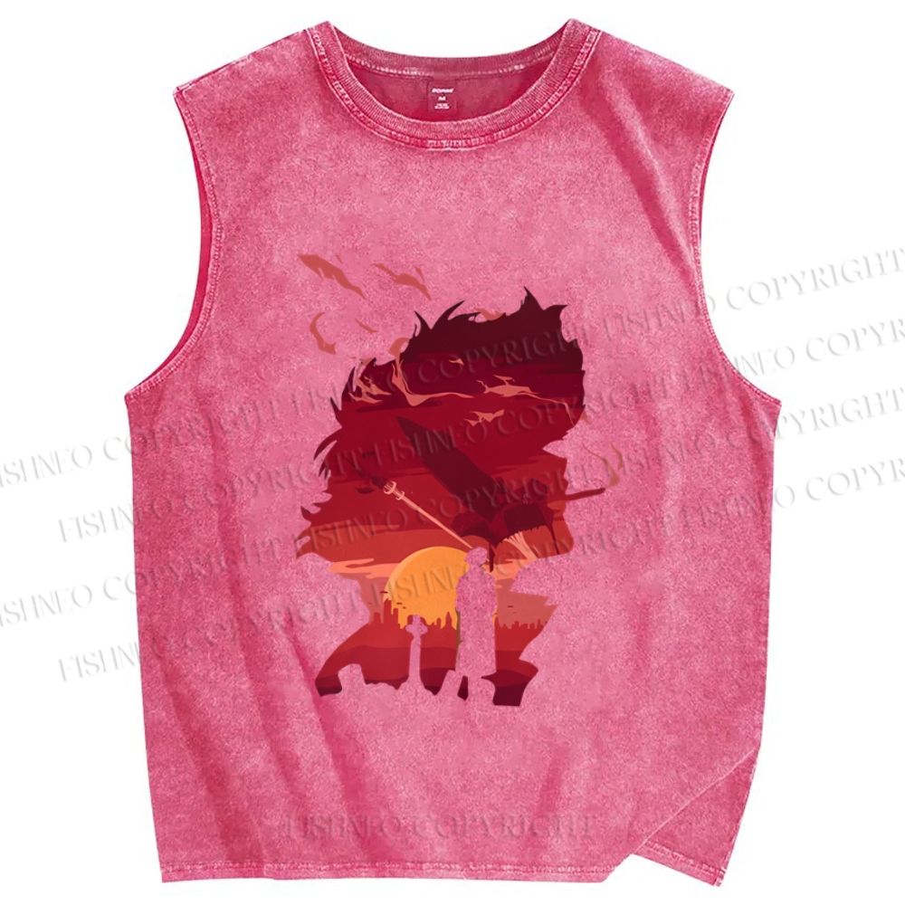 Unisex Japanese Cowboy Bebop Printed Washed Tank Top