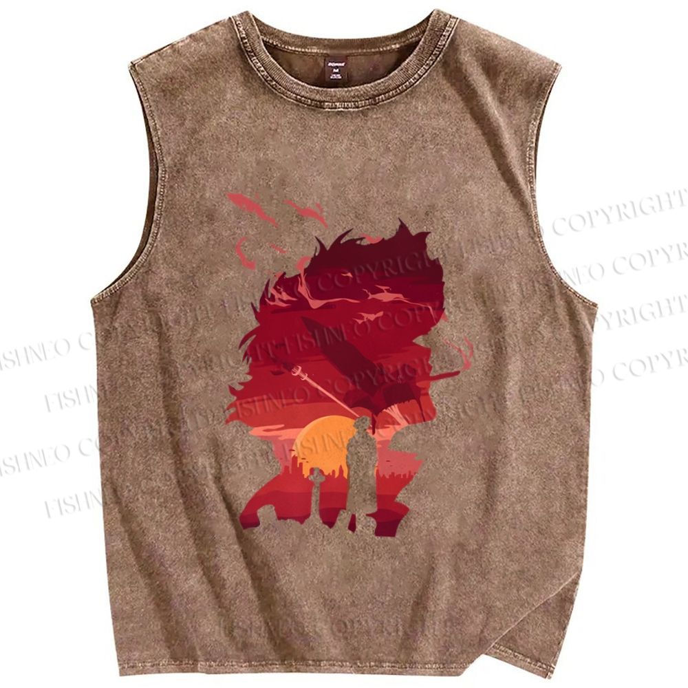 Unisex Japanese Cowboy Bebop Printed Washed Tank Top
