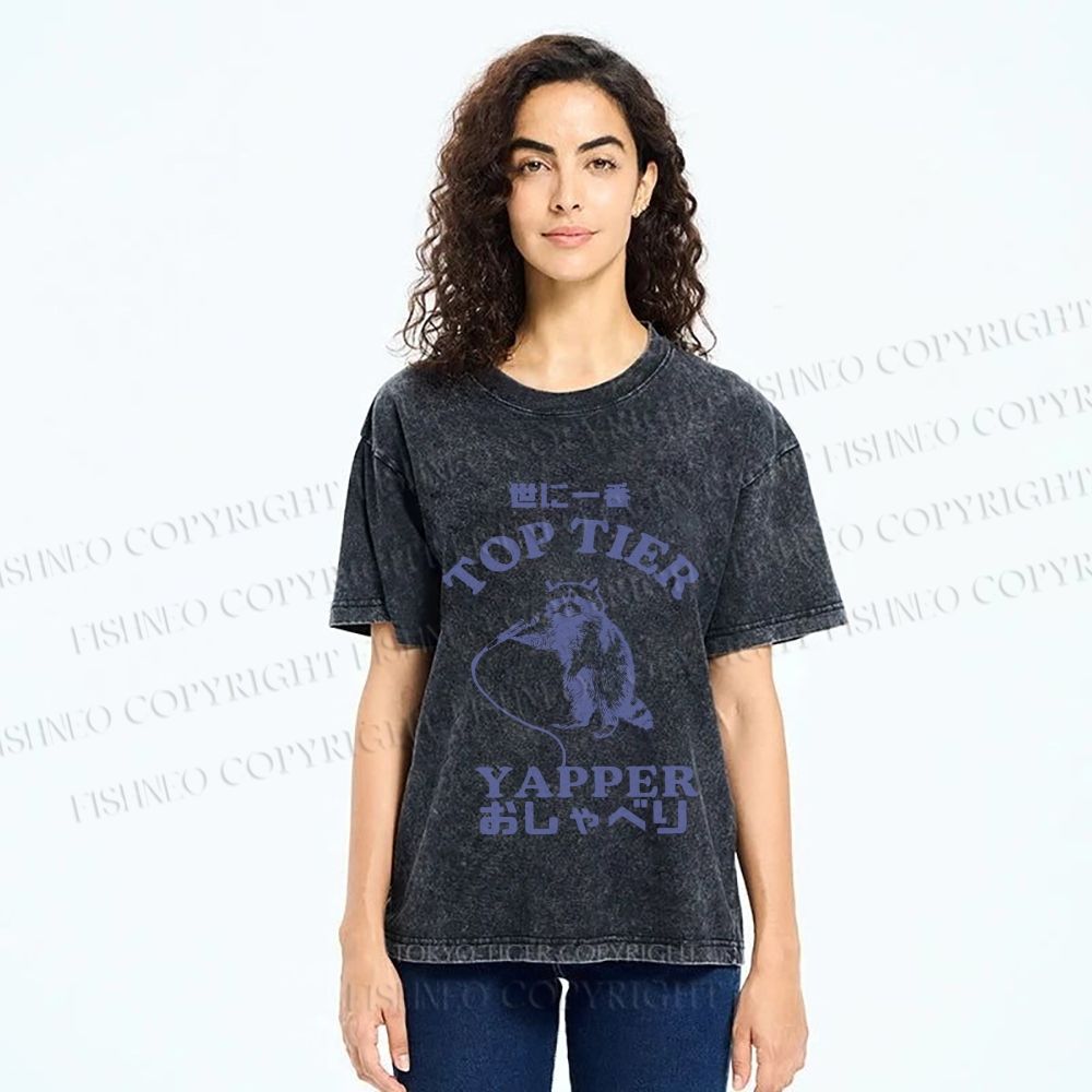 Unisex Top tier yapper Vintage Printed Washed Tee