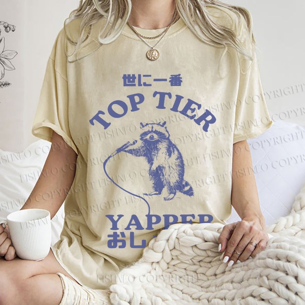Unisex Top tier yapper Vintage Printed Washed Tee