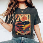 Unisex Japanese Style Printed Washed Tee