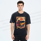 Unisex Japanese Style Printed Washed Tee