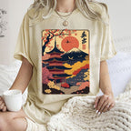 Unisex Japanese Style Printed Washed Tee