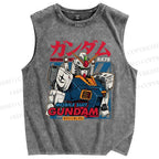 Unisex Gundam Printed Washed Tank Top