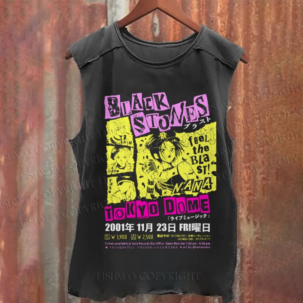 Vintage Japanese Black Stones Washed Tank Top