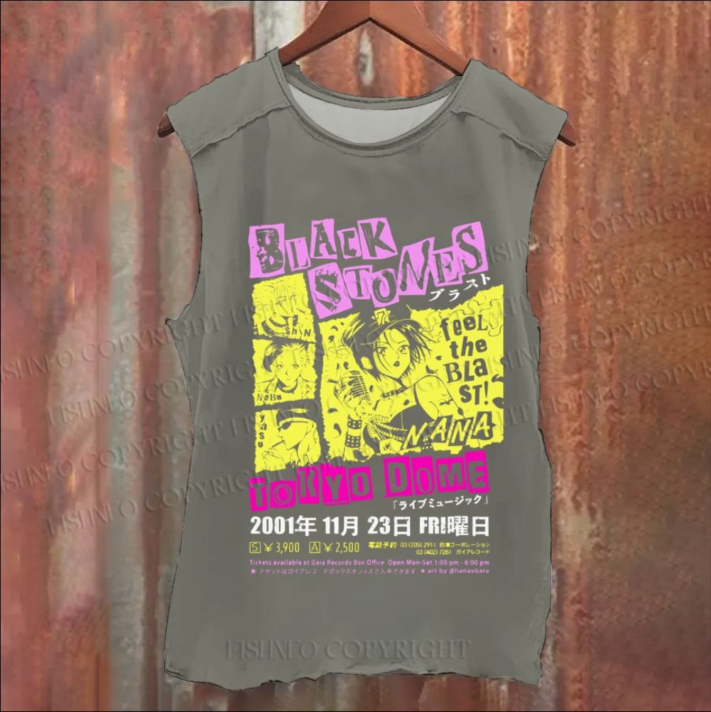 Vintage Japanese Black Stones Washed Tank Top