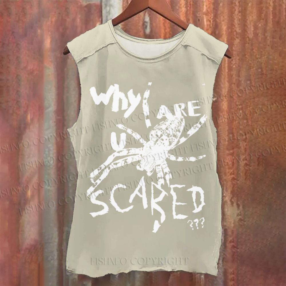 Vintage Spider Why Are You Scared Washed Tank Top