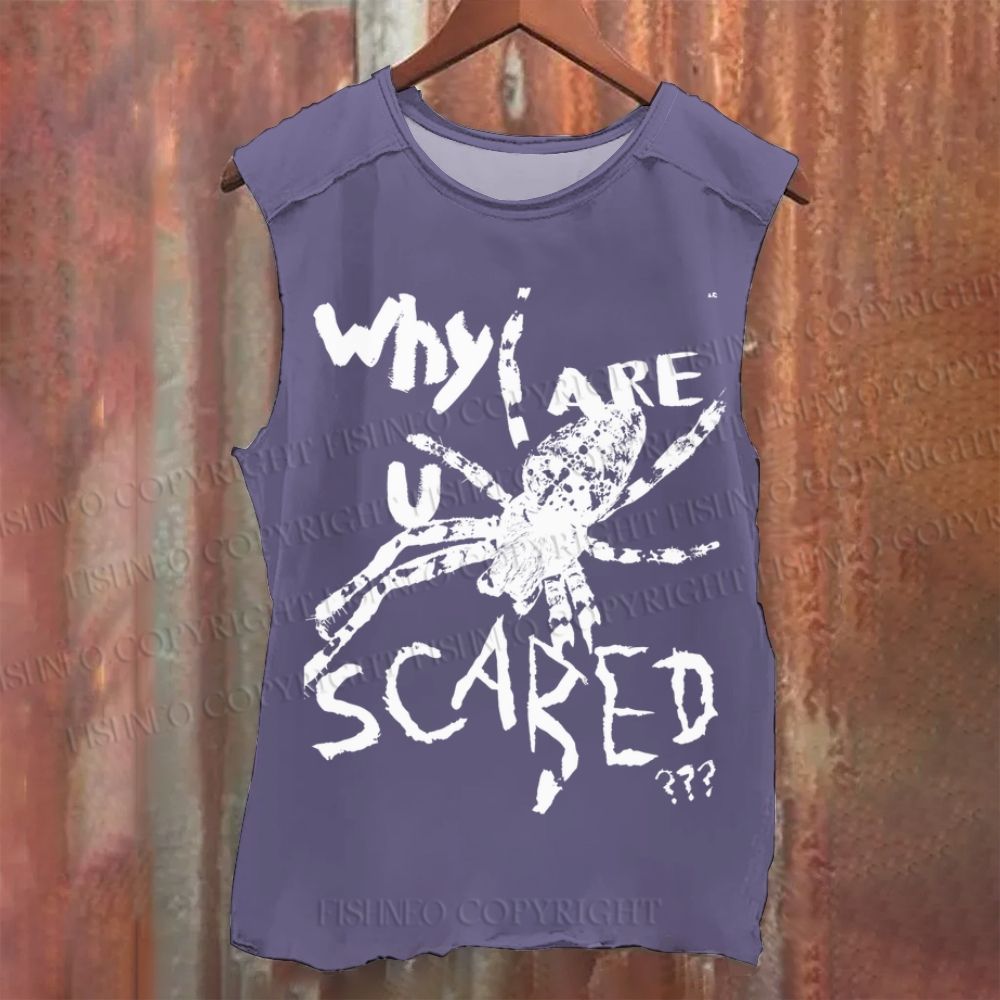 Vintage Spider Why Are You Scared Washed Tank Top