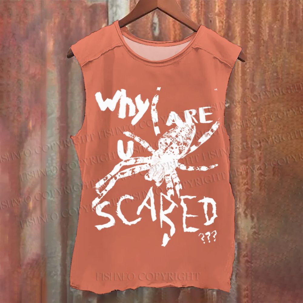 Vintage Spider Why Are You Scared Washed Tank Top