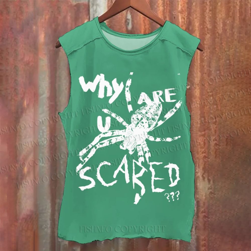 Vintage Spider Why Are You Scared Washed Tank Top