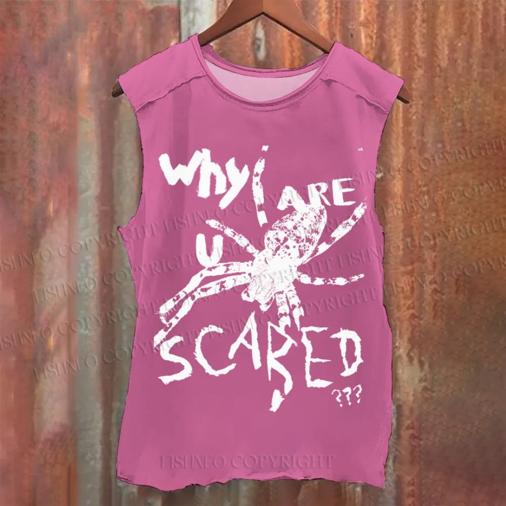 Vintage Spider Why Are You Scared Washed Tank Top