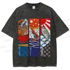 Unisex Vintage Fish Lobster Crab In A Bowl Printed Washed Tee