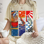 Unisex Vintage Fish Lobster Crab In A Bowl Printed Washed Tee