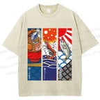 Unisex Vintage Fish Lobster Crab In A Bowl Printed Washed Tee