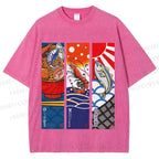 Unisex Vintage Fish Lobster Crab In A Bowl Printed Washed Tee