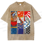 Unisex Vintage Fish Lobster Crab In A Bowl Printed Washed Tee