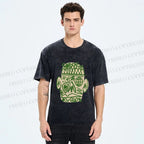 Unisex Human Face Graffiti Printed Washed Tee