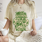 Unisex Human Face Graffiti Printed Washed Tee