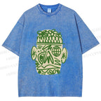 Unisex Human Face Graffiti Printed Washed Tee