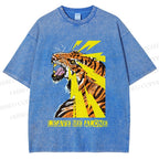 Unisex Angry Tiger Leave Me Alone Printed Washed Tee