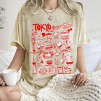 Unisex Tokyo Printed Washed Tee