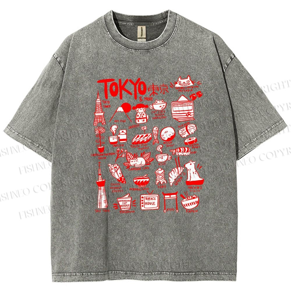 Unisex Tokyo Printed Washed Tee