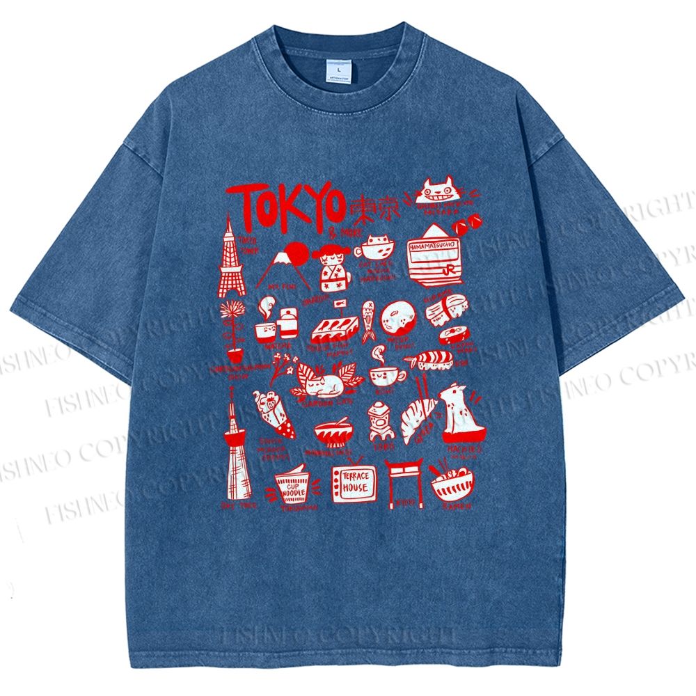 Unisex Tokyo Printed Washed Tee