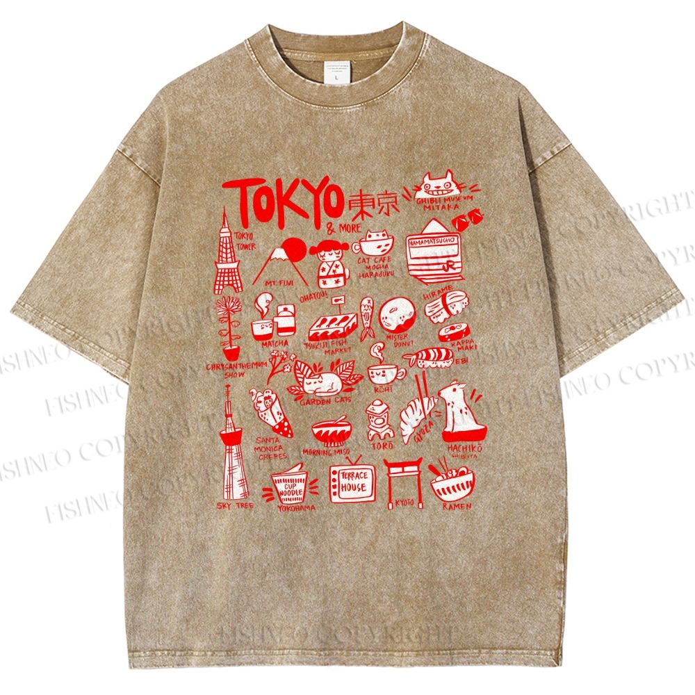 Unisex Tokyo Printed Washed Tee
