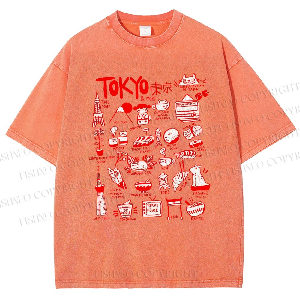 Unisex Tokyo Printed Washed Tee