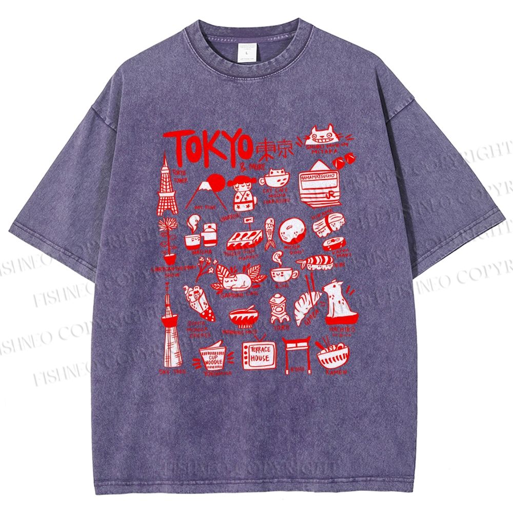 Unisex Tokyo Printed Washed Tee