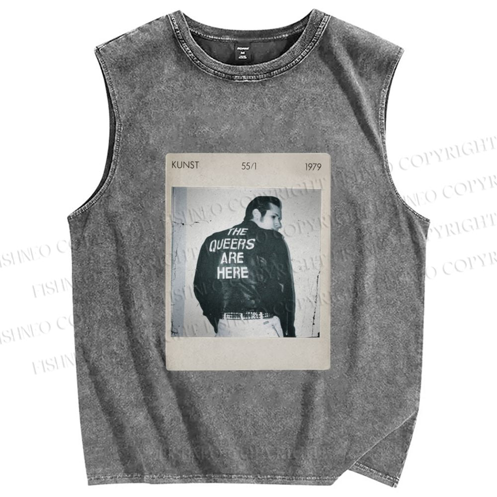 Unisex Pride Polaroid The Queers Are Here Printed Washed Tank Top