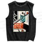 Unisex Tea Printed Washed Tank Top