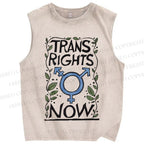 Unisex Pride Trans Right Now Printed Washed Tank Top