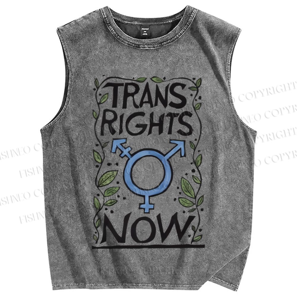 Unisex Pride Trans Right Now Printed Washed Tank Top