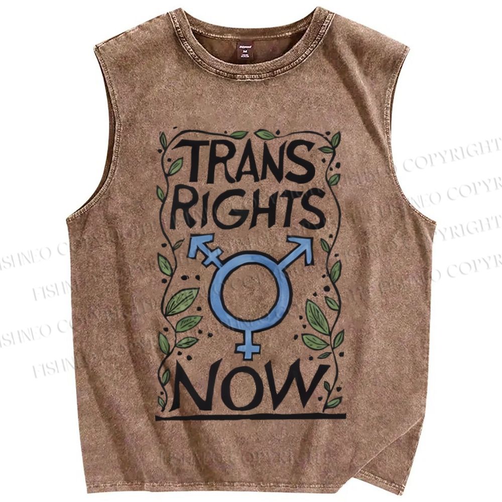 Unisex Pride Trans Right Now Printed Washed Tank Top