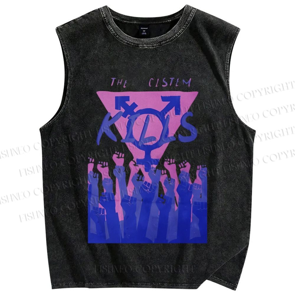 Unisex Pride The Cistem Kills Printed Washed Tank Top