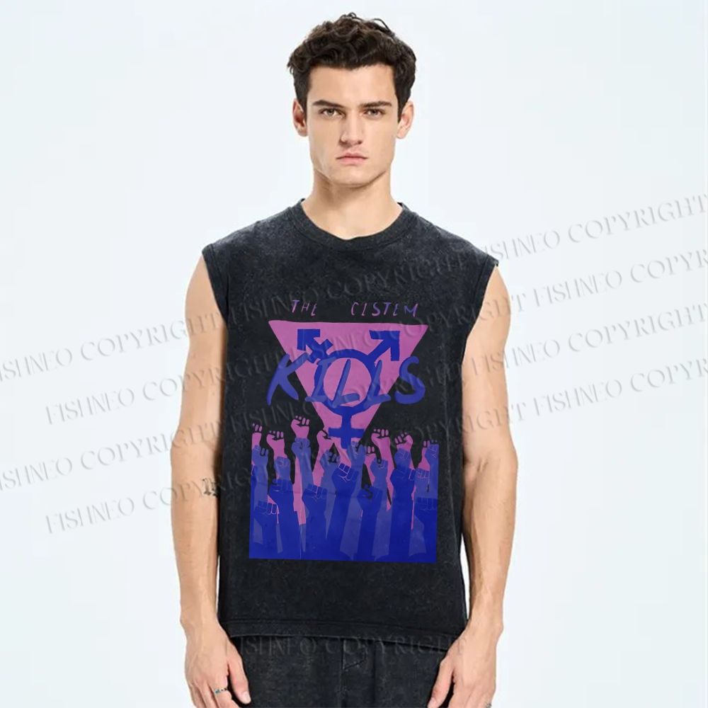 Unisex Pride The Cistem Kills Printed Washed Tank Top