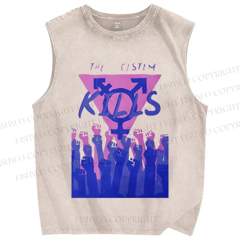 Unisex Pride The Cistem Kills Printed Washed Tank Top