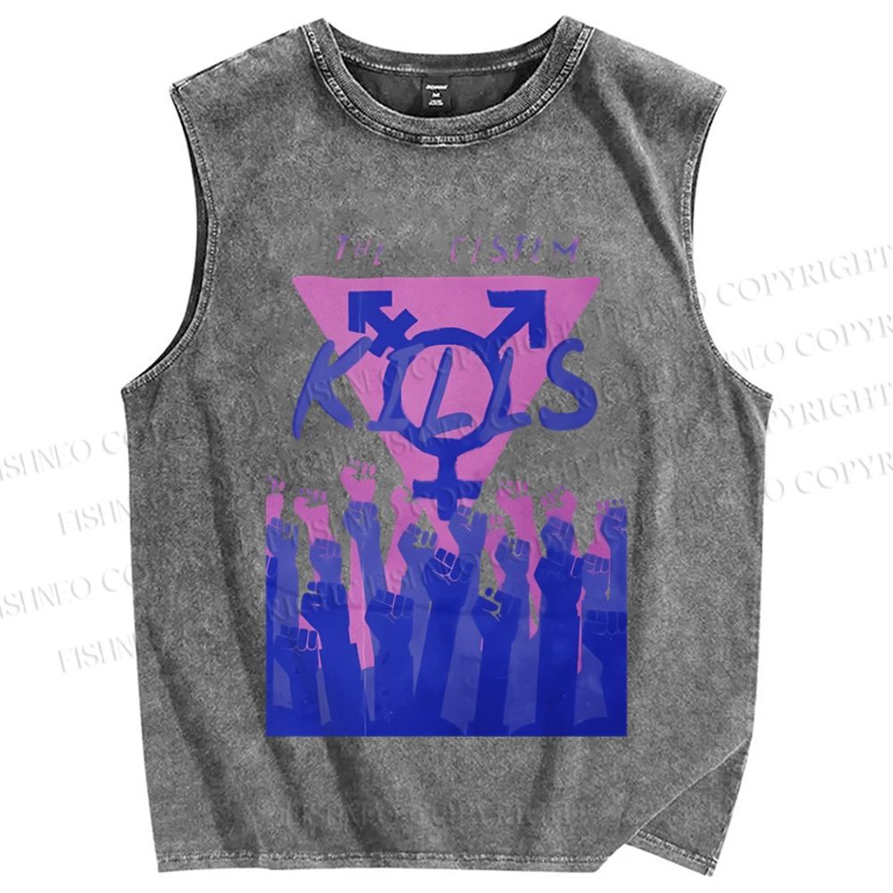 Unisex Pride The Cistem Kills Printed Washed Tank Top