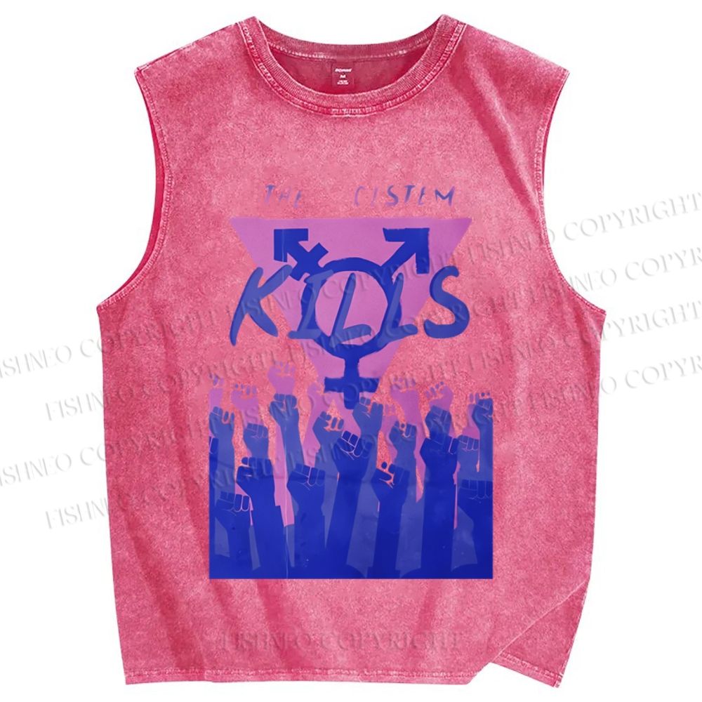 Unisex Pride The Cistem Kills Printed Washed Tank Top