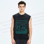 Unisex Vintage Cat‘s Cafe Printed Washed Tank Top