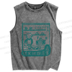 Unisex Vintage Cat‘s Cafe Printed Washed Tank Top