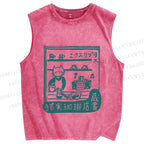 Unisex Vintage Cat‘s Cafe Printed Washed Tank Top